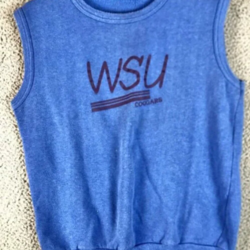 Vintage70s 80s WSU Washington State University Cougars Sweater Vest Size Large